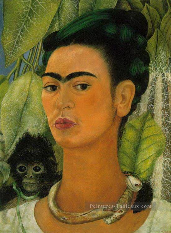 Autoportrait avec un singe féminisme Frida Kahlo Peintures à l'huile